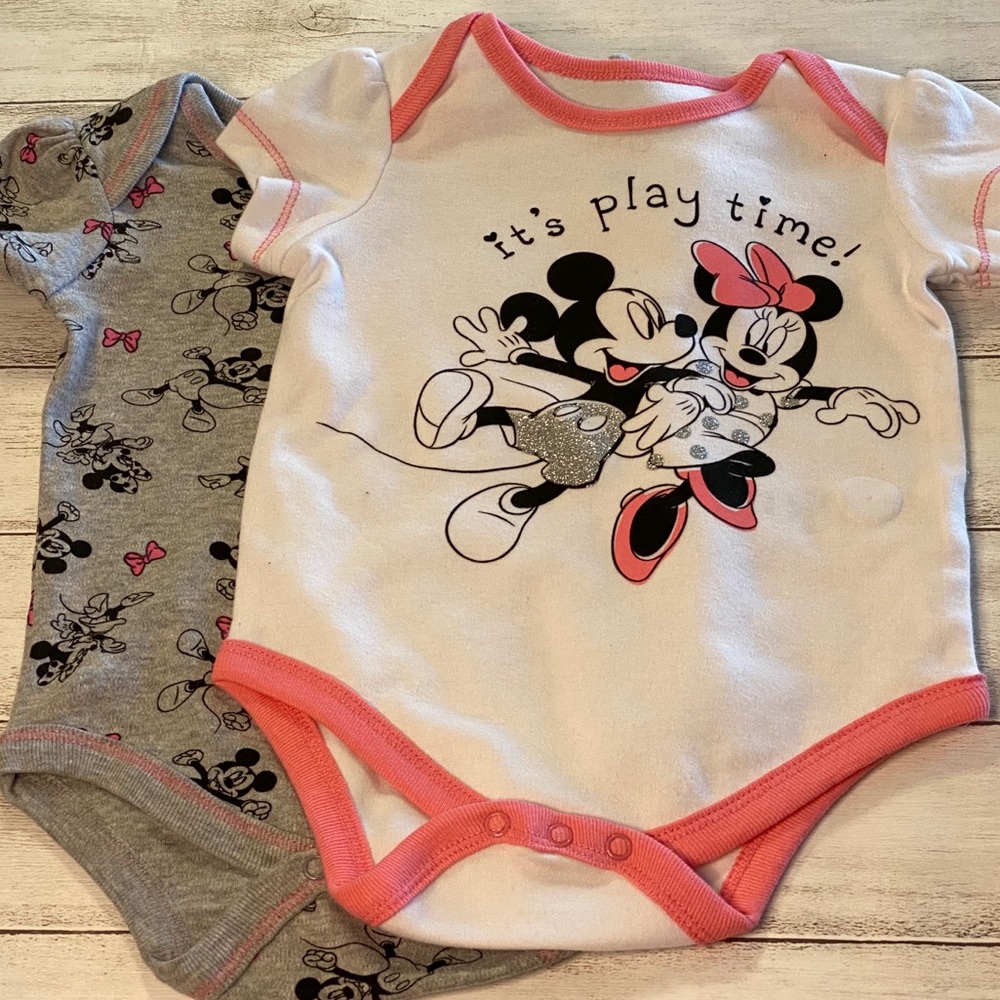 2 Disney Baby Mickey & Minnie Onesies